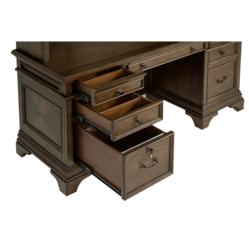 Hartshill 66-inch 5-drawer Credenza Office Desk Burnish Oak