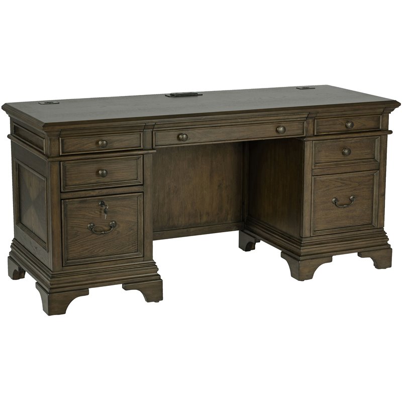 Hartshill 66-inch 5-drawer Credenza Office Desk Burnish Oak