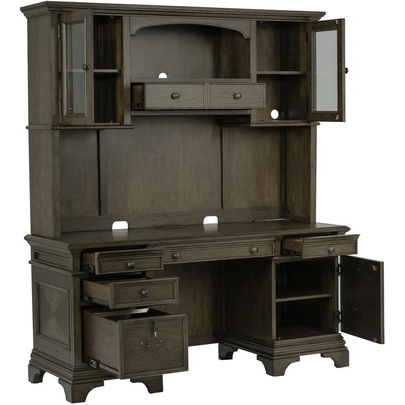 Hartshill 66-inch 5-drawer Credenza with Hutch Burnished Oak