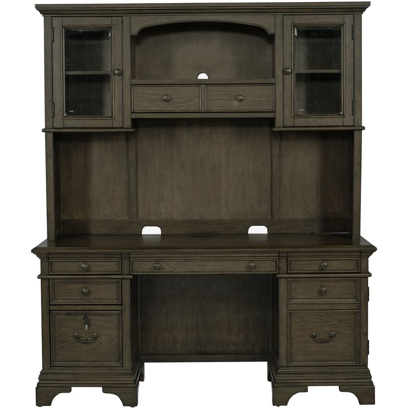 Hartshill 66-inch 5-drawer Credenza with Hutch Burnished Oak