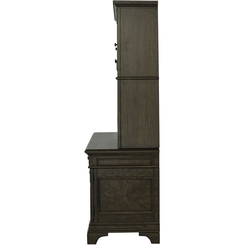 Hartshill 66-inch 5-drawer Credenza with Hutch Burnished Oak