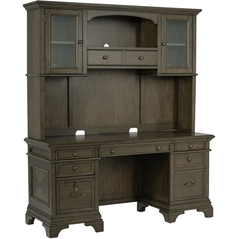Hartshill 66-inch 5-drawer Credenza with Hutch Burnished Oak