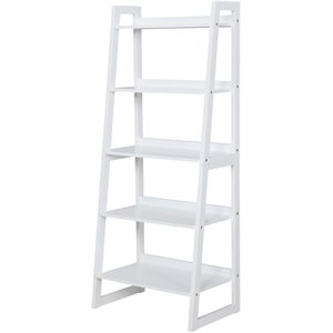 coaster 5 shelf ladder bookcase in white