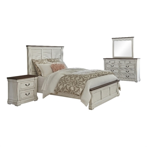 Coaster 4-Piece Farmhouse Wood Eastern King Panel Bedroom Set in White