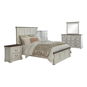 Coaster 5-Piece Farmhouse Wood Queen Panel Bedroom Set in White