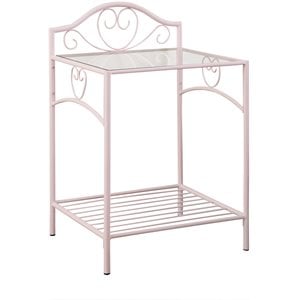 coaster massi 1 shelf nightstand with glass top in powder pink