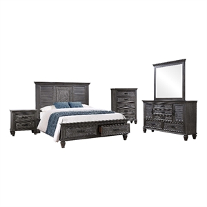Coaster Franco 5-Piece Wood Queen Storage Bedroom Set in Gray