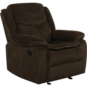 coaster jennings upholstered motion glider recliner in brown