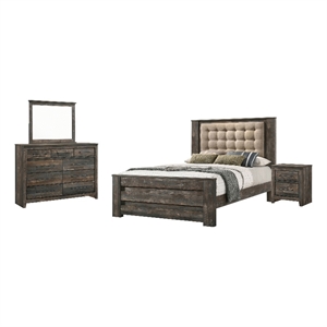 Coaster 4-Piece Farmhouse Wood Eastern King Panel Bedroom Set in Brown