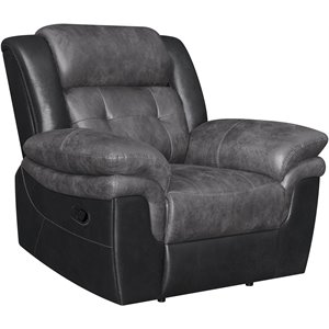 coaster saybrook tufted recliner in charcoal and black