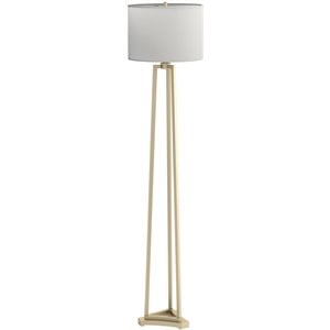 coaster drum shade floor lamp in white and gold