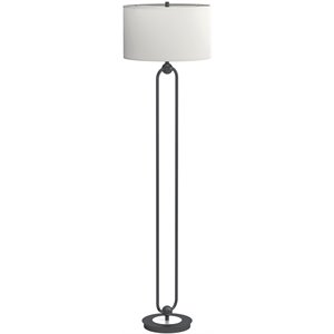 coaster drum shade floor lamp in white and orb