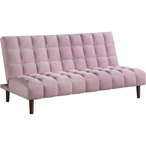 coaster cullen biscuit tufted upholstered sofa bed in pink