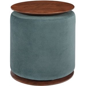 Coaster Seanna Accent Table with Round Ottoman in Teal and Walnut