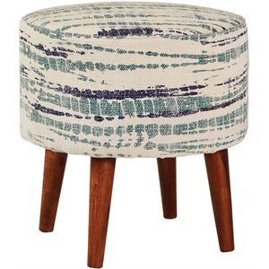 coaster round accent stool in blue and white