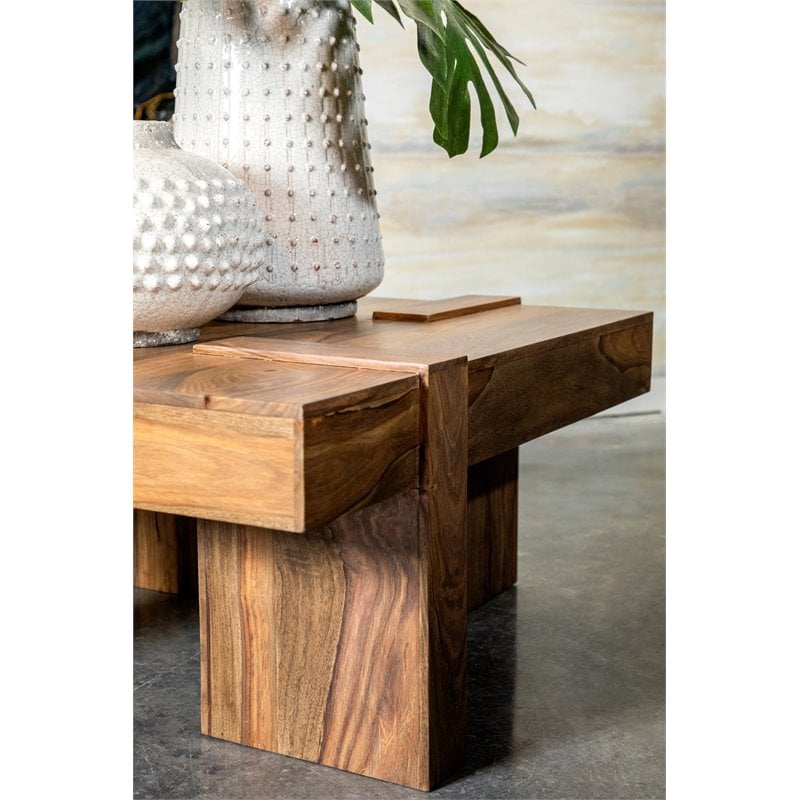 Samira Square Solid Wood Coffee Table Natural Sheesham