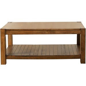 coaster rectangular coffee table with lower shelf in rustic brown