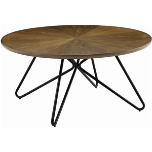coaster churchill round coffee table in dark brown and black