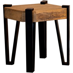 coaster wooden square top end table in natural and matte black