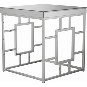 coaster geometric frame square end table in chrome