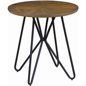 Coaster Churchill Wood Round End Table with Hairpin Legs in Brown