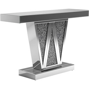 coaster rectangular console table in silver