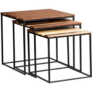 coaster 3 piece square nesting tables in natural and black