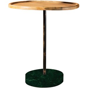 Coaster Ginevra Round Marble Base Wood Top Accent Table in Natural and Green