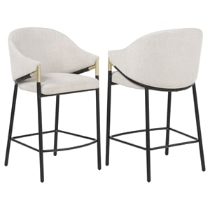 Chadwick 36.75&quot Modern Fabric Upholstered Counter Chair in Beige/Black
