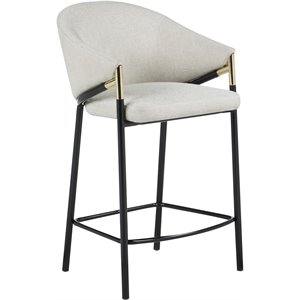 Coaster Sloped Arm Counter Height Stool in Beige and Glossy Black