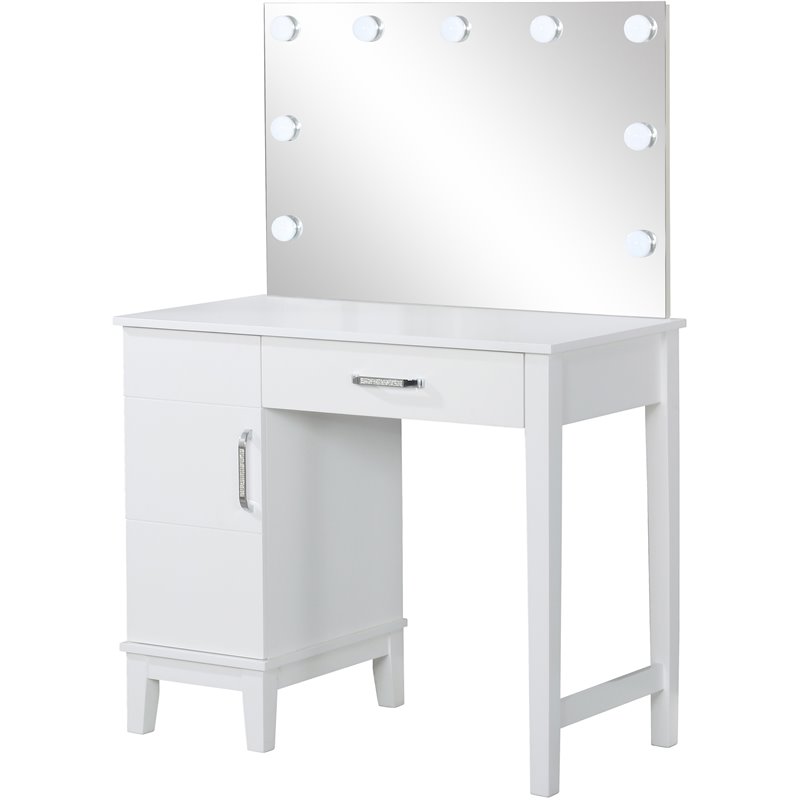 Coaster Vanity Set with Led Lights in White and Dark Grey