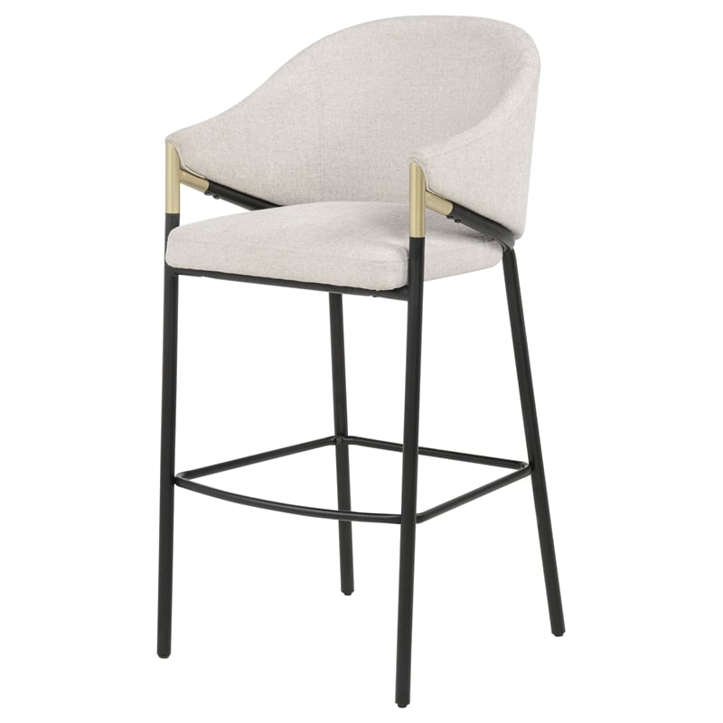 chadwick 29.75&quot modern fabric upholstered bar chair in beige/black