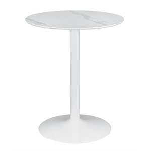 coaster arkell round pedestal counter height table in white