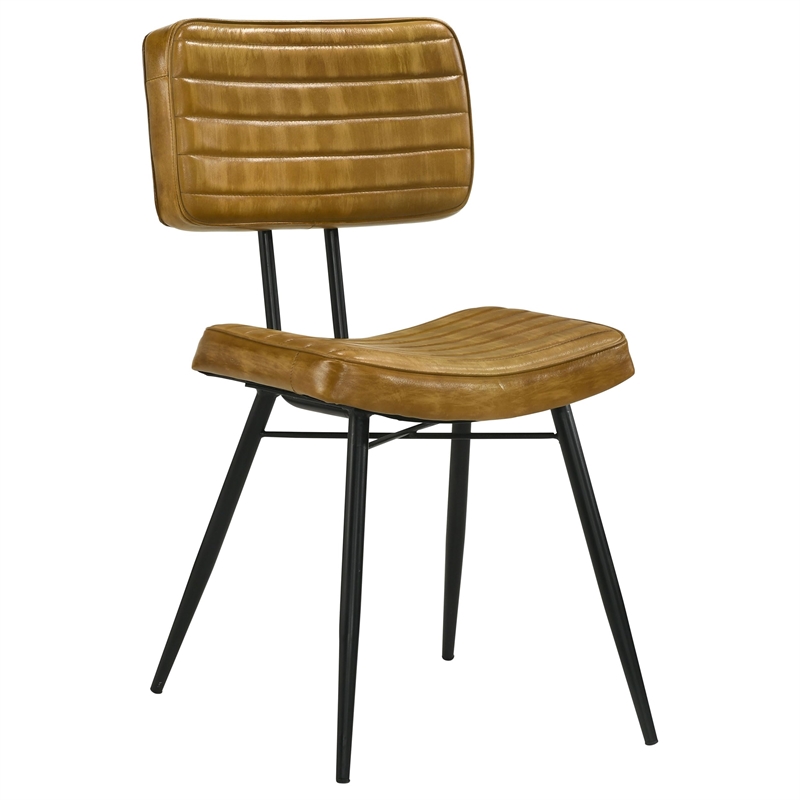 Misty Leather Upholstered Dining Side Chair Camel