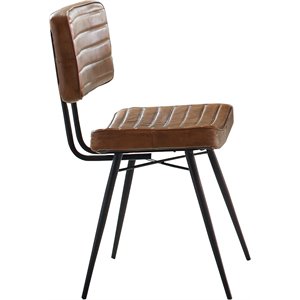 coaster misty padded side chair in camel and black