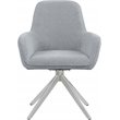 Abby Fabric Upholstered Swivel Dining Arm Chair Light Grey