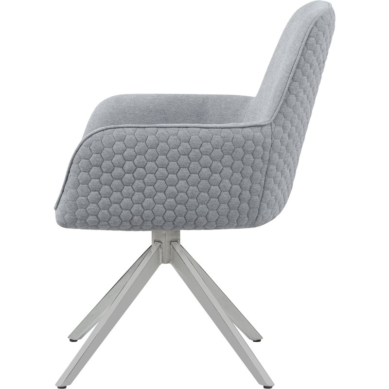 Abby Fabric Upholstered Swivel Dining Arm Chair Light Grey