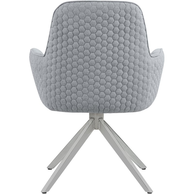 Abby Fabric Upholstered Swivel Dining Arm Chair Light Grey