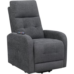 Coaster Howie Tufted Fabric Upholstered Power Lift Recliner in Charcoal