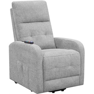 Coaster Tufted Upholstered Power Lift Recliner in Grey