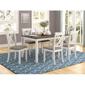 coaster fortress 7-piece farmhouse wood dining set chestnut and vintage white