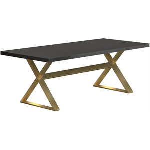 Coaster Conway X Trestle Base Dining Table in Dark Walnut and Aged Gold