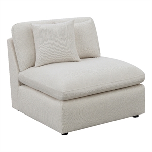 Coaster Contemporary Fabric Cushion Back Armless Chair in Ivory