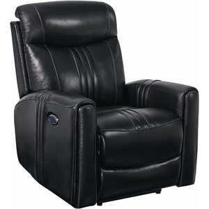 coaster cushion back power3 recliner in black