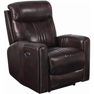 coaster cushion back power3 recliner in brown