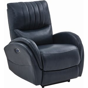 coaster upholstered power3 recliner with power lumbar in blue