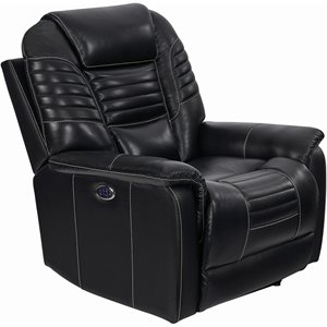 coaster upholstered power3 recliner with power headrest in black
