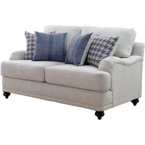 coaster gwen recessed arms loveseat in light grey