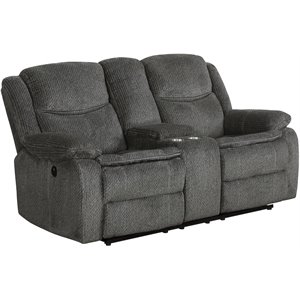 coaster jennings upholstered power loveseat with console in charcoal