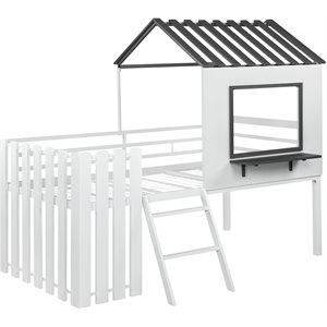 coaster timber house designed twin loft bed in white and gunmetal